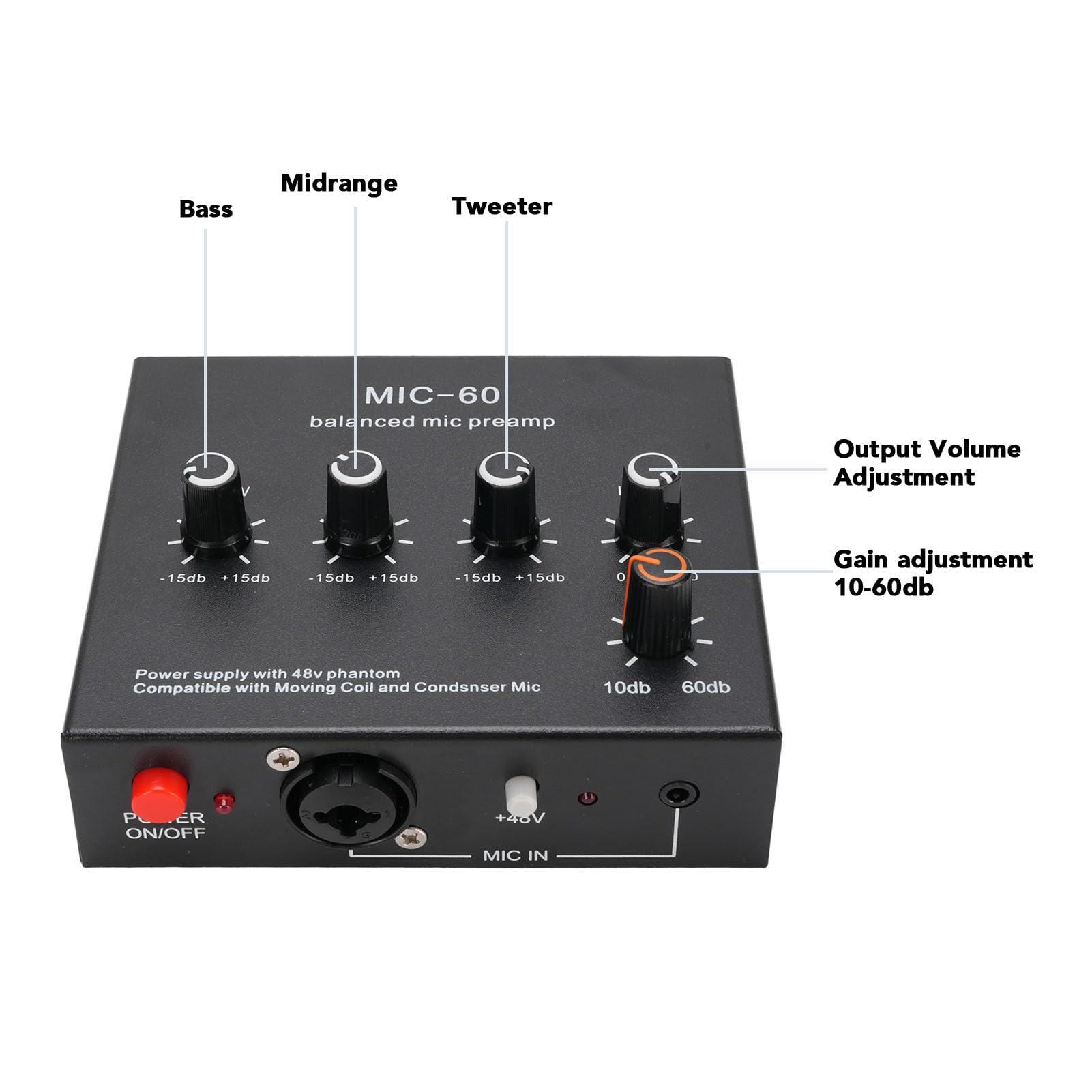 Amazon | マイクプリアンプマイクブースター、3つの入力を備えたホーム